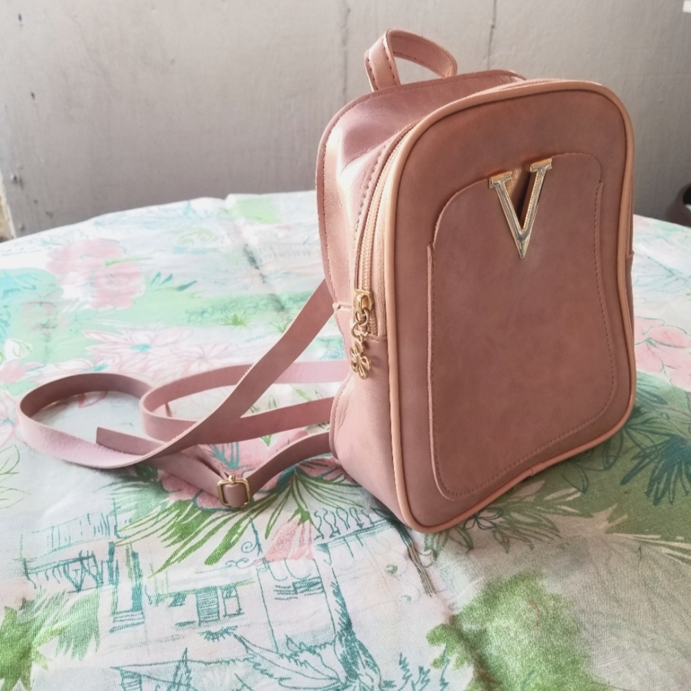 Pink PU Backpack